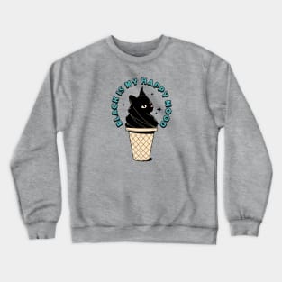 Ice Cream Black Cat in pink Crewneck Sweatshirt